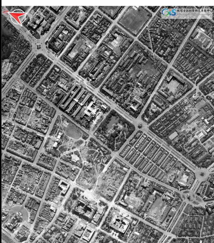 台北大空襲前航照影像（1945年4月1日拍攝）   圖：中央研究院人社中心GIS專題中心