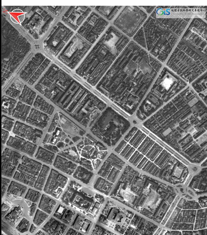 台北大空襲後航照影像（1945年6月16日拍攝）   圖：中央研究院人社中心GIS專題中心