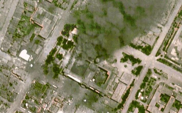 中研院釋出空拍圖：台北大空襲80週年、總統府中彈冒濃煙
