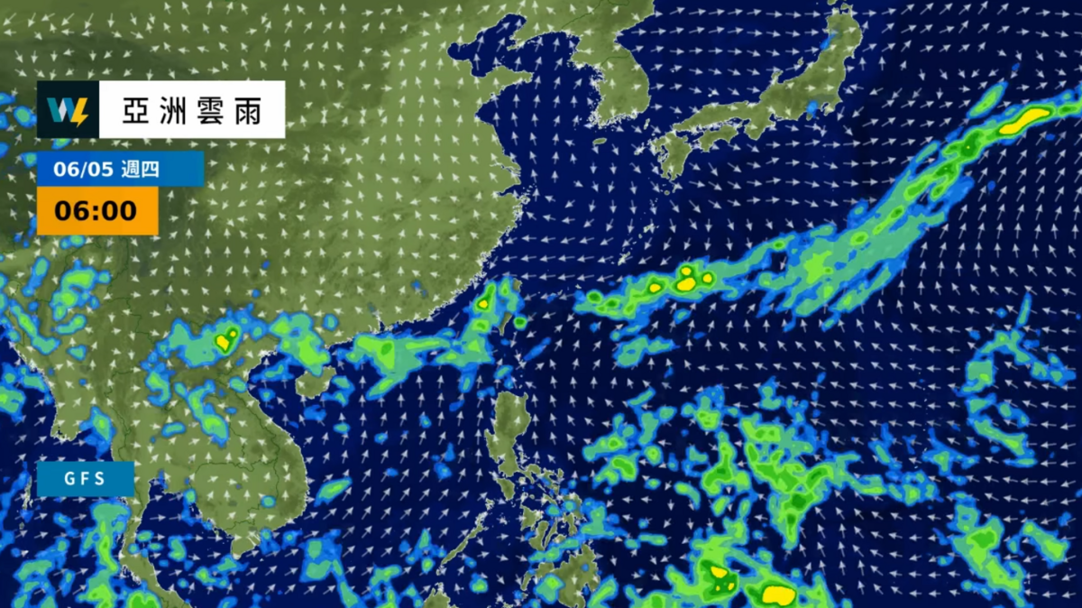 吳聖宇指出，昨日鋒面系統已南壓到巴士海峽，但由於台灣上空水氣較多，且大氣不穩定度偏高，導致各地仍維持雲量較多天氣。   圖：翻攝自天氣風險 WeatherRisk臉書