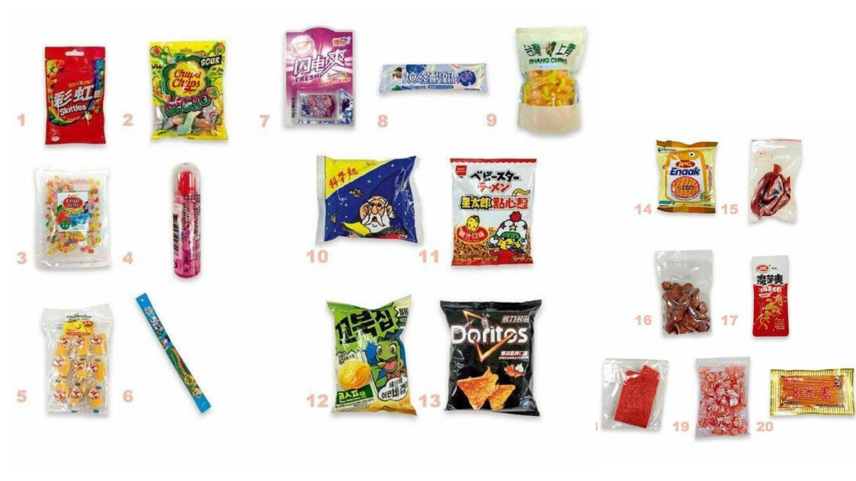 消基會揭20件學童零食半數不合格，紅梅單顆含鈉700毫克恐危害健康。   圖：消基會 提供／新頭殼 合成