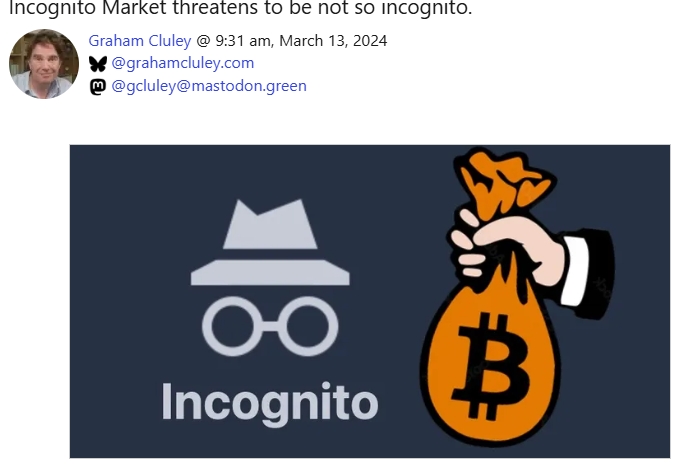 暗網毒品市場隱身市場（Incognito Market） 圖 : 翻攝自社群軟體