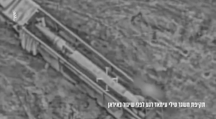  以軍成功在伊軍發射導彈前一刻，先下手為強，打擊導彈，引發連環爆炸。 圖：翻攝自 X 