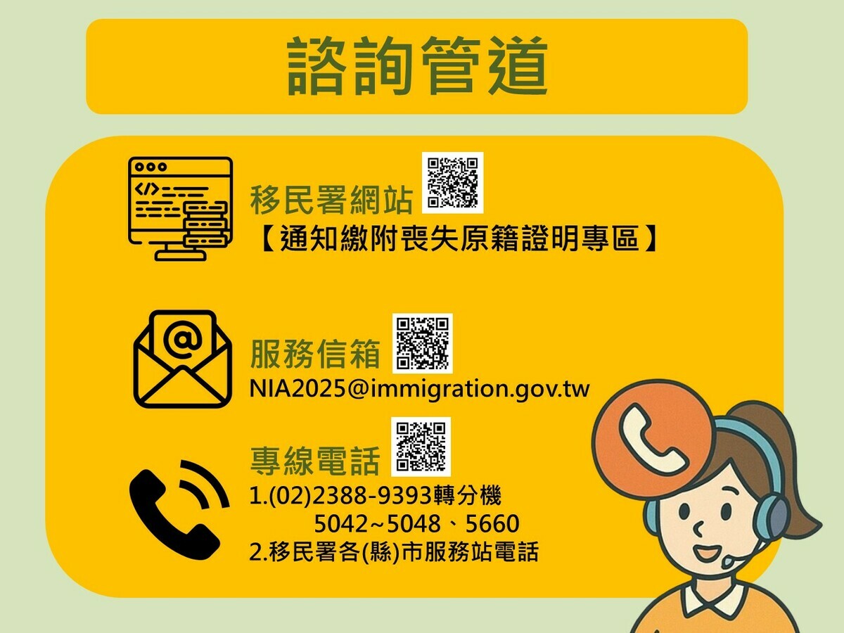 諮詢管道。   圖：移民署提供