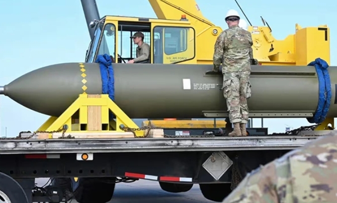 美軍GBU-57 MOP巨型鑽地彈。 圖 : 翻攝自US AirForce 