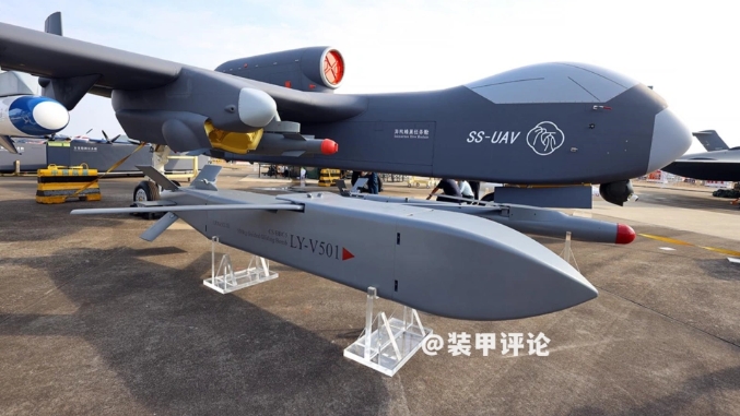  中國九天無人機可攜帶大批無人機，還可掛載導彈，有無人機航母之稱。 圖 : 翻攝自裝甲評論 