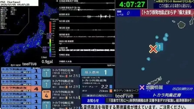  傳言說今天會發生大地震，日本地震監測直播超過20萬人同時上線。 圖 : 翻攝自網路 