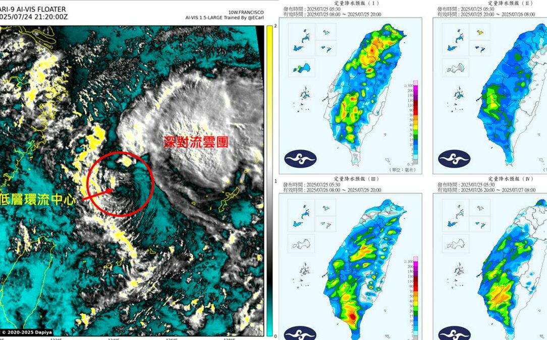 范斯高颱風減弱「AI雲圖」揭環流仍帶雨 專家示警：中南部留意連日降雨