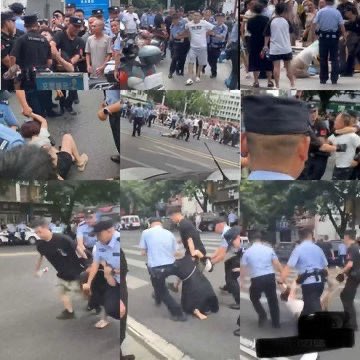 中國多地的抗議遭到當局調派大批警力進行暴力鎮壓，中國通常聲稱是有境外勢力的網軍煽動。 圖：翻攝自 @yajunwwz X 帳號 