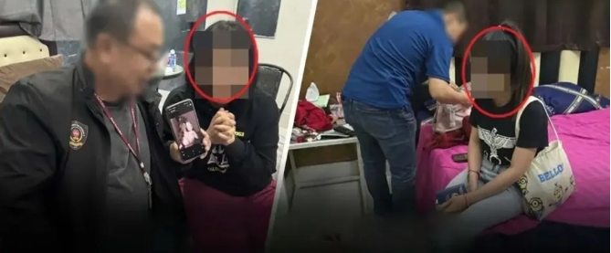  曼谷警察查驗寮國賣春女身分。 圖 : 翻攝自曼谷陳大叔 