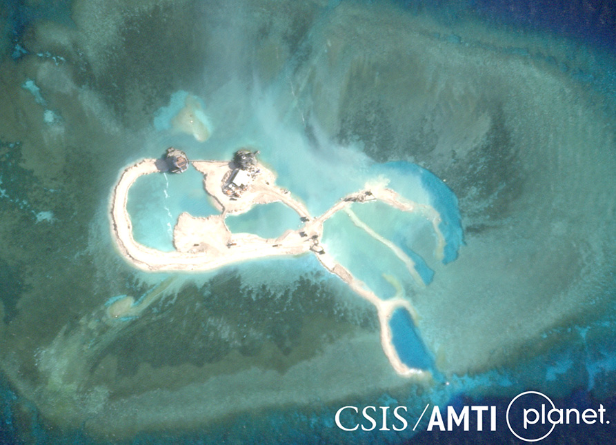越南正在南海大規模填海造島。 圖:翻攝自X帳號@AsiaMTI