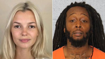  烏克蘭籍女性 伊莉娜 扎魯茨卡（左）在輕軌捷運上遭陌生男子布朗（右）隨機殺害。 圖：翻攝自 X 