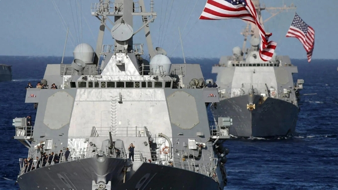  美軍神盾艦逼近委內瑞拉沿海。 圖 : 翻攝自包明說 