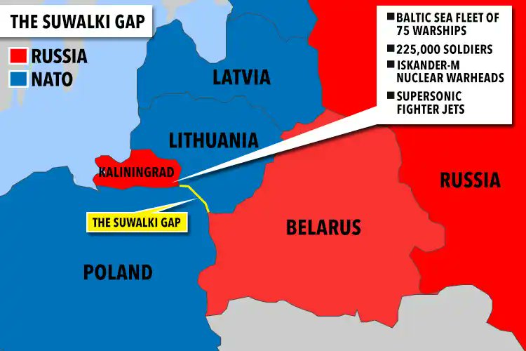  蘇瓦烏基走廊（Suwałki Gap）位置。 圖:翻攝自X帳號@poland24com 