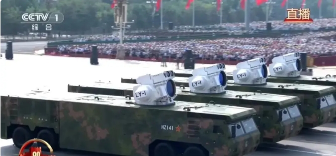  中共在北京閱兵展示的LY-1雷射武器。 圖 : 翻攝自CCTV 