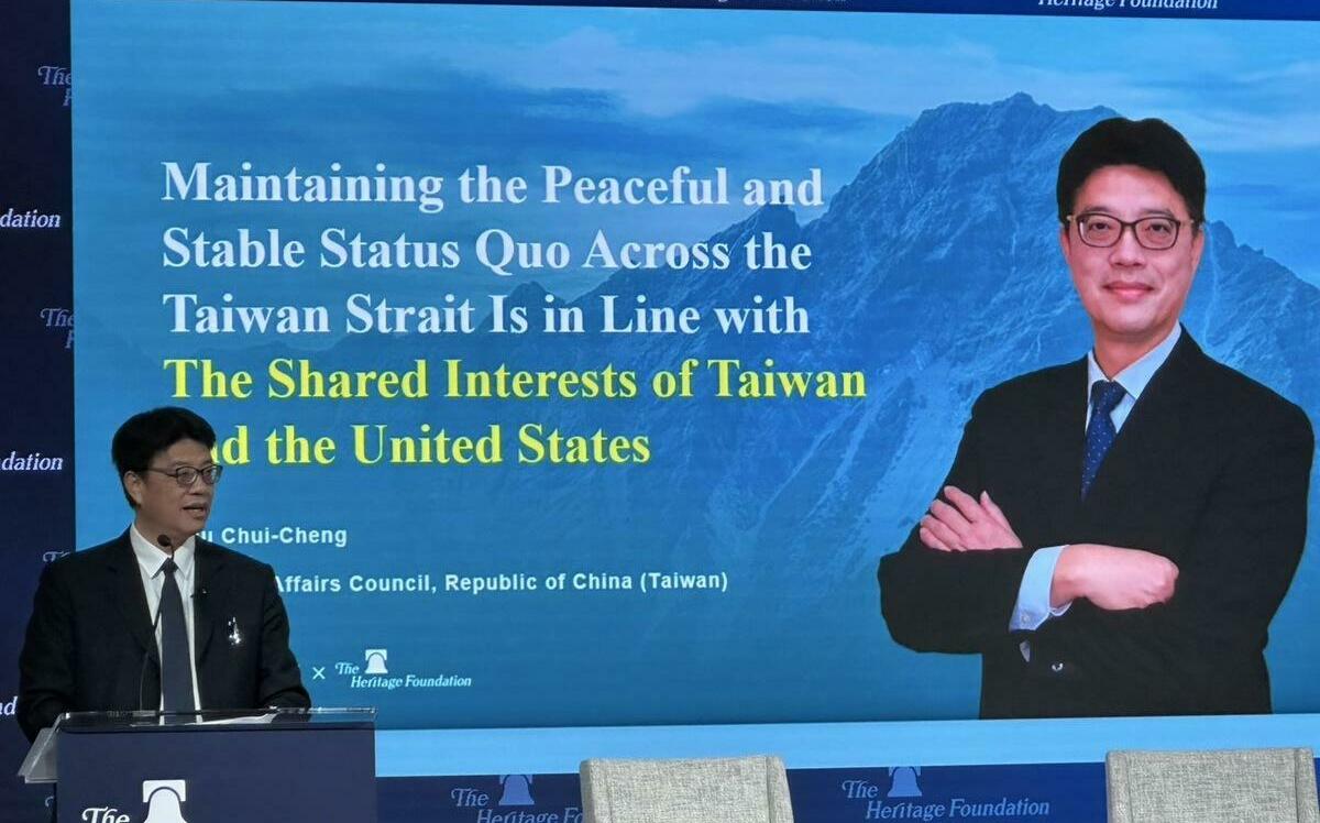 中國破壞現狀成亞太最大威脅！邱垂正華府演講：台灣不容極權侵犯
