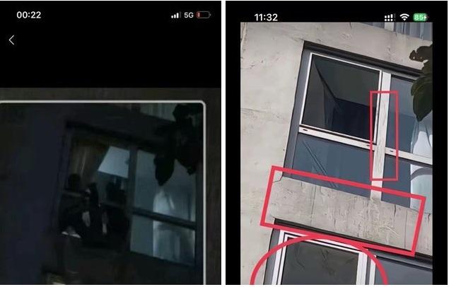 于朦朧日前被發現墜亡在住家社區一樓，雖然警方宣稱此案不涉及刑事犯罪，但許多網友分析事發現場的照片後，質疑于朦朧很可能並非自殺。(圖右為于朦朧住家窗戶，圖左為示意圖) 圖：翻攝自 @xinwendiaocha X 帳號 