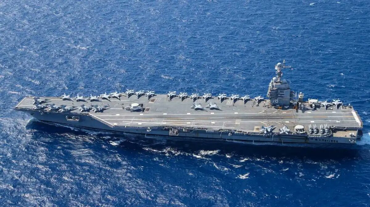  美軍「福特號」航空母艦已抵達中東海域。 圖：翻攝自 X 