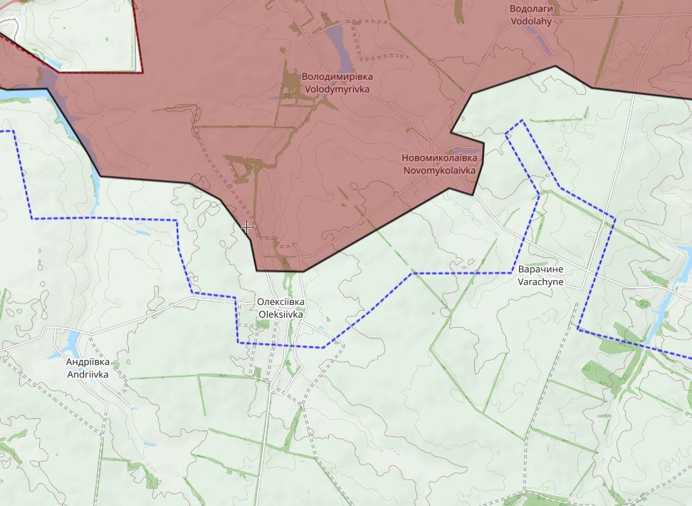  烏軍正在強攻奧列克西伊夫卡（Oleksiivka） 南側陣地。 圖：翻攝自 X 