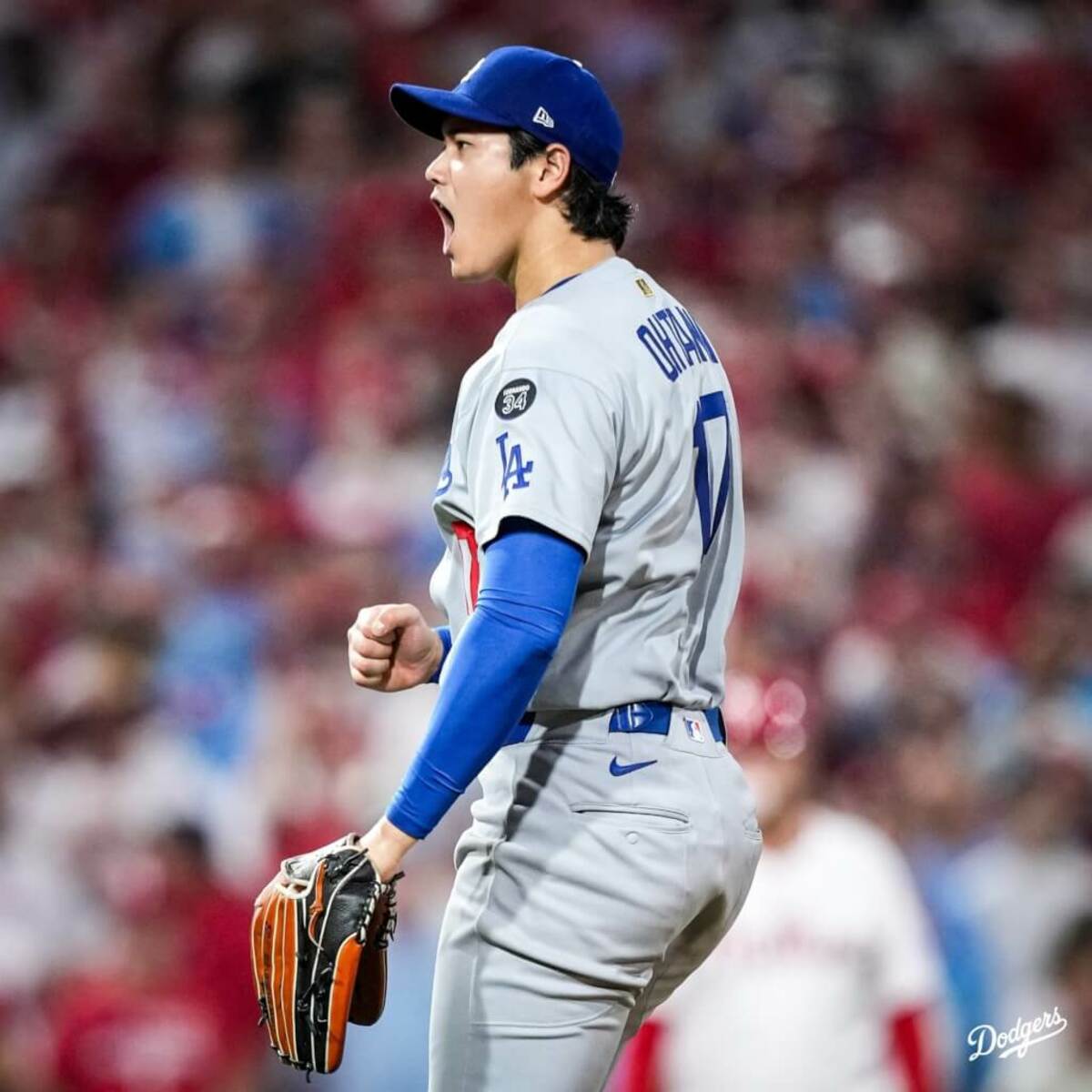 大谷翔平終結個人連續十一打數無安打的低潮，也為球隊先馳得點。（圖取自x.com/Dodgers） 