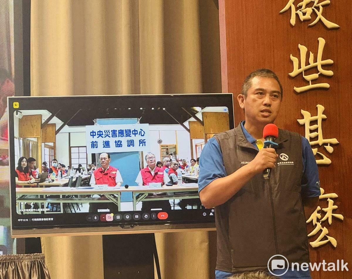  花蓮馬太鞍溪堰塞湖探勘員之一、農業部林業及自然保育署花蓮分署萬榮工作站賴光榮技士。 圖：謝莉慧/攝 
