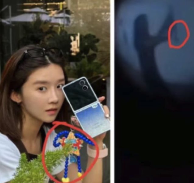  演員宋伊人雖已聲明與事件無關，但外流影片中的女子手機吊飾被指出與宋伊人手中的吊飾吻合。 圖：翻攝自 X 