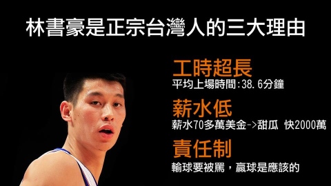 林書豪帶動籃球熱，網友kuso他是正宗台灣人的其中一個理由，就是責任制。圖片來源:翻攝自網路   